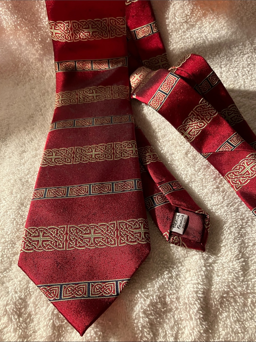 Men's Red Patterned Silk Tie by Patrick Francis